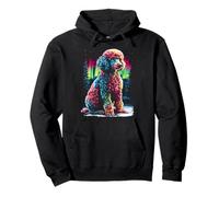 Colorido Perro Caniche con Aurora Boreal Bosque Invernal Sudadera con Capucha