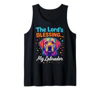 Colorido Perro Labrador La bendición del Señor Divertido Mascota Religiosa Camiseta sin Mangas