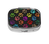 Colorido Perro Pata Arco iris Lindo Animal mascota, Pastillero cuadrado para bolsillo o monedero, pequeño contenedor de pastillas, organizador de pastillas de viaje