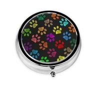 Colorido Perro Pata Arco iris Lindo Animal mascota, Pastillero, Pastillero redondo Pequeño contenedor de pastillas Organizador de pastillas de viaje