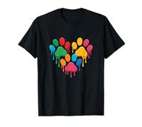 Colorido perro pata corazón impresión Camiseta