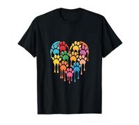Colorido perro pata corazón impresión Camiseta