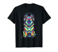 Colorido Perro Perro Perro Cazador de Alces Noruego diseño de zoológico Camiseta