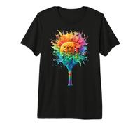 Colorido Pickleball Paddle Splash Art Raqueta de Regalo para Jugador Camiseta Premium