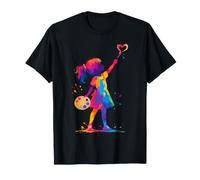 Colorido Pintor niño Artista Hobby Silueta Pintura Splash Camiseta