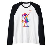 Colorido Pintor niño Artista Hobby Silueta Pintura Splash Camiseta Manga Raglan