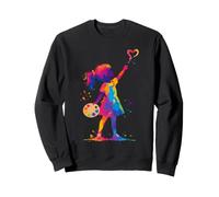 Colorido Pintor niño Artista Hobby Silueta Pintura Splash Sudadera