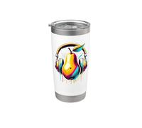 Colorido Pop Art Auriculares Pera Fruta Peras Vaso térmico de acero inoxidable de doble pared
