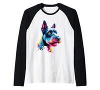 Colorido Pop Art Kerry Blue Terrier Dog Camiseta Manga Raglan