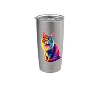 Colorido Pop Art Maine Coon American Longhair Vaso térmico de acero inoxidable de doble pared