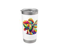 Colorido Pop Art Pez Dorado Vaso térmico de acero inoxidable de doble pared