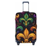 Colorido protector de maleta Mardi Gras, funda elástica para equipaje, diseño de flor de lis, antiarañazos, a prueba de polvo, se adapta a 22-24 pulgadas, multicolor, L