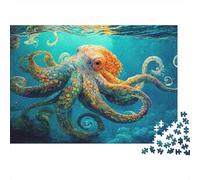 Colorido Pulpo bajo el Agua Puzzle 1000 Piezas Pulpo Océano Cartón Premium para Niños 12+ Reunión Amigos para Entrenar La Mente Oferta Mejor Regalo 52x38cm/1000pcs