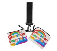 Colorido Question Everything - Carteras para mujer, monedero de moda con correa de muñeca para mujer, 2 paquetes, Colorido pregunta todo, 1 size, Casual