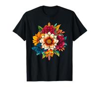 Colorido Ramo Floral Dalia Girasol Flor de Loto Camiseta