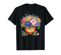 Colorido Ramo Floral en Maceta de Cobre jardín de Primavera Camiseta