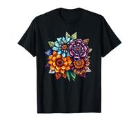Colorido Ramo Floral Girasol Rosa Dalia Mandala Camiseta