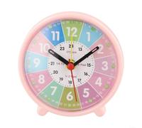 Colorido reloj de aprendizaje silencioso, profesor de tiempo arcoíris con anillo de 24 horas, silencioso, sin tictac, para niños, aula, hogar, escuela, educación (escuela temprana, rosa)