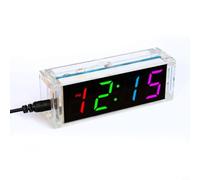 Colorido reloj digital, kit de soldadura electrónica DIY con alimentación USB, pantalla de 12 horas, diseño compacto de 4 cm de altura para escritorio, experimento de aprendizaje para adultos y niños