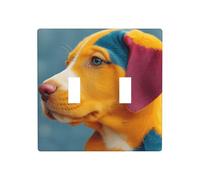 Colorido Retriever Puppy Double Gang Toggle Light Cover Wall Plate Switch Decor Standard Size - 11,4 x 11,4 cm