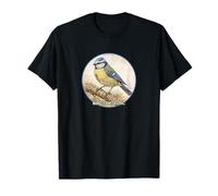 Colorido Retro Eurasian Blue Tit Design Camiseta
