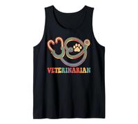 Colorido Retro Veterinario Estetoscopio Camiseta sin Mangas