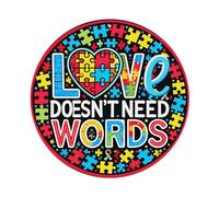 Colorido rompecabezas con diseño de palabras de amor y corazón, letrero redondo de estaño, letrero de metal vintage para cafetería, bar, pub, decoración de pared del hogar, póster de metal de 8 x 8