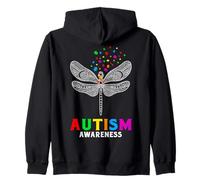 Colorido rompecabezas piezas de concienciación sobre el autismo libélula hombres mujeres Sudadera con Capucha