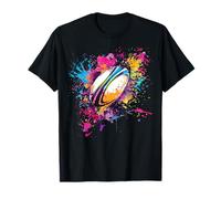 Colorido Rugby Ball Splash Art Rugby Lover Camiseta