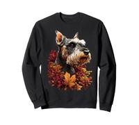 Colorido Schnauzer con Hojas de otoño Perro estético otoñal Sudadera