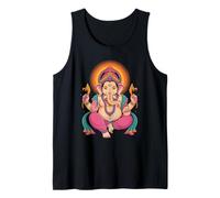 Colorido Señor Ganesha Arte Hindú Espiritual Elefante Dios Camiseta sin Mangas