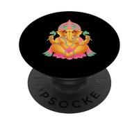Colorido Señor Ganesha Arte Hindú Espiritual Elefante Dios PopSockets PopGrip Adhesivo