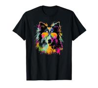 Colorido Shetland Sheepdog Dad Funny Dog Lover Día del Padre Camiseta