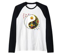 Colorido símbolo de Caracteres para Tao-Yin y Yang con Buda Camiseta Manga Raglan