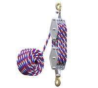 Colorido Sistema de polea para polipasto de cuerda, bloque de polea y aparejo de 4400 LB, relación de potencia de elevación de 8:1, 65 pies, bloque de polea resistente para elevación