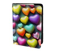 Colorido soporte para pasaporte con estampado de corazones arcoíris, artículos esenciales de viaje, cartera antirrobo para tarjetas y pasaportes, tamaño para adaptarse a todos los pasaportes estándar