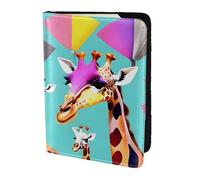 Colorido soporte para pasaporte con estampado de jirafa, artículos esenciales de viaje, cartera antirrobo para tarjetas y pasaportes, tamaño para adaptarse a todos los pasaportes estándar