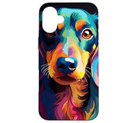 Colorido Splash Art Dachshund Retrato Dachshund Lover Carcasa para iPhone 16 Plus