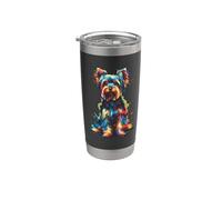 Colorido Splash Art Yorkshire Terrier Dog Terriers Yorkie Vaso térmico de acero inoxidable de doble pared