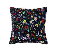 Colorido Sugar Skulls Día De Muertos Throw Pillow Case Funda de cojín Fundas de Almohada Two Sides Print Cierre de Cremallera Oculta 18 "x18