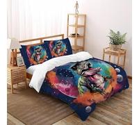 Colorido T-Rex Espacio Juego De Ropa De Cama Impresión 3D Fauna LY Animales Microfibra Suave con Cremallera Oculta para Niños Y Adultos Tamaño King（220x240cm）