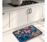 Colorido tapete de cocina floral para piso, vibrante diseño tropical, acolchado, cómodo, lavable, decoración para fregaderos de cocina, lavandería, baño, 16 x 24 pulgadas