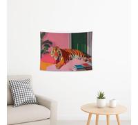 Colorido tapiz artístico de tigre, melocotón y verde selva para colgar en la pared, decoración estética de animales para dormitorio, sala de estar, dormitorio, tapices para el hogar, 101 x 76 cm