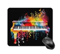 Colorido teclado de piano con notas musicales, alfombrilla de mouse cuadrada portátil con base de goma antideslizante, 25 x 30 cm, alfombrilla de mouse ultrafina para juegos, computadora, laptop