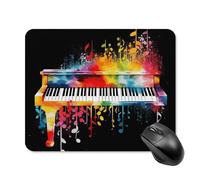 Colorido teclado de piano con notas musicales, alfombrilla de mouse cuadrada portátil con base de goma antideslizante, 20 x 25 cm, alfombrilla de mouse ultrafina para juegos, computadora, laptop