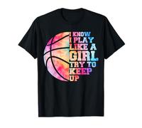 Colorido Teens& Women I Know I Play Like A Girl Basketball Camiseta