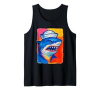 Colorido Tiburón Marino Obra De Arte Náutico Animal Marino Camiseta sin Mangas