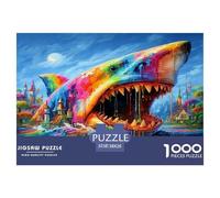 Colorido tiburón Puzzle 1000 Piezas, Moderno DIY,Entretenimiento Creativo Clásicos para Adultos Y Niños A Partir De 12 Años Un Rompecabezas Desafiante - Decoración del Hogar 38x26cm/1000pcs