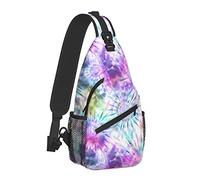 Colorido Tie Dye Wheel Print Sling Mochila para Mujeres Hombres, Viajes Senderismo Daypack Crossbody Shoulder Bag Casual Sling Bags Outdoor