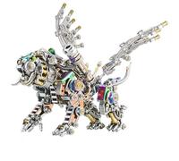 Colorido tigre de Bengala con alas mecánicas, kit de rompecabezas de metal 3D, modelo de montaje de bricolaje, modelo steampunk, fantasía, criatura, arte, adulto, desafío, exhibición, regalo